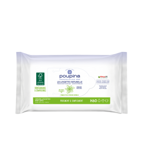 Poupina Lingettes naturelles pour bébé en fibres 0 plastique et 100% naturelles
